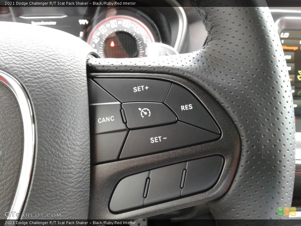 Black/Ruby Red Interior Steering Wheel for the 2021 Dodge Challenger R/T Scat Pack Shaker #142363274