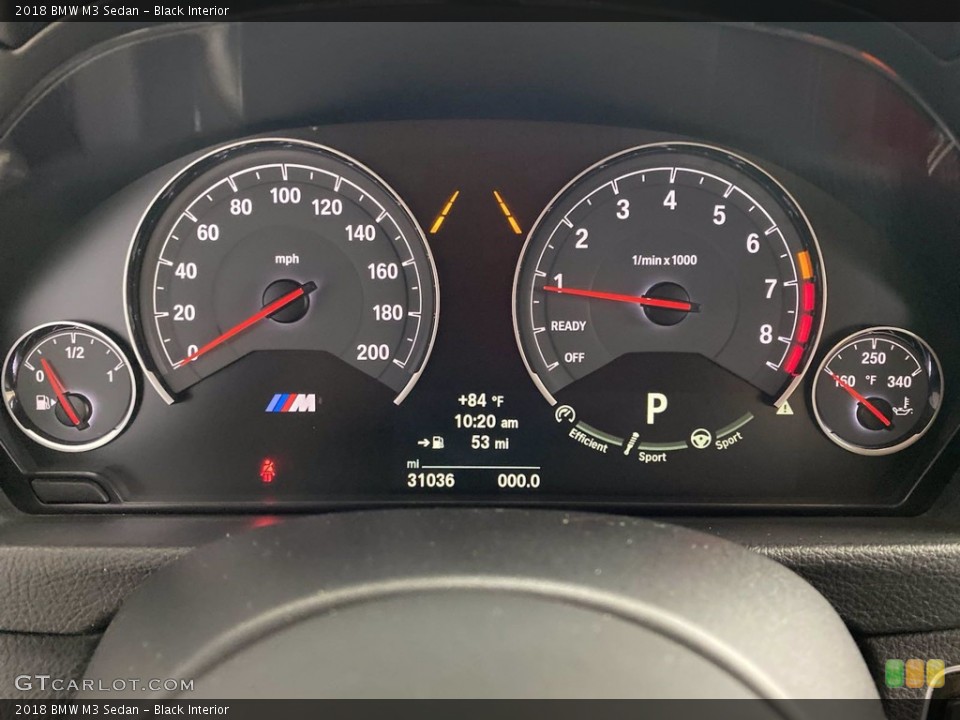 Black Interior Gauges for the 2018 BMW M3 Sedan #142385529