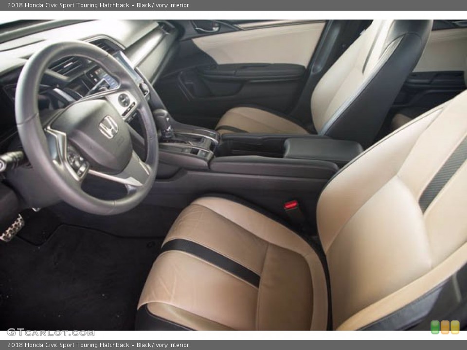Black/Ivory Interior Front Seat for the 2018 Honda Civic Sport Touring Hatchback #142391209