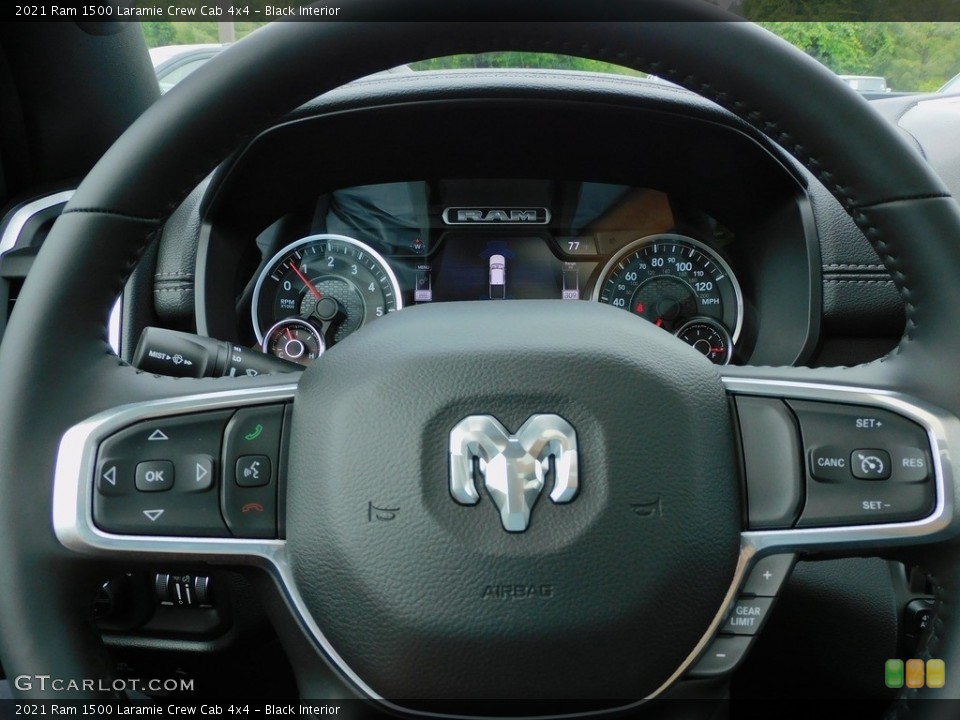Black Interior Steering Wheel for the 2021 Ram 1500 Laramie Crew Cab 4x4 #142399284