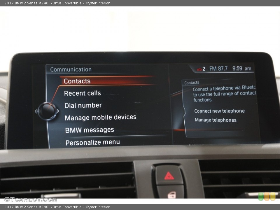 Oyster Interior Controls for the 2017 BMW 2 Series M240i xDrive Convertible #142404873