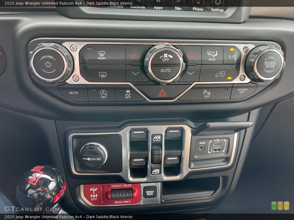 Dark Saddle/Black Interior Controls for the 2020 Jeep Wrangler Unlimited Rubicon 4x4 #142417825