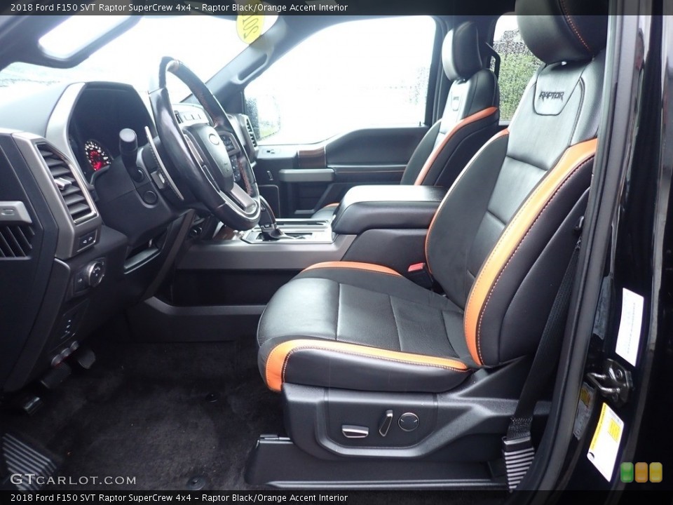 Raptor Black/Orange Accent Interior Front Seat for the 2018 Ford F150 SVT Raptor SuperCrew 4x4 #142422739