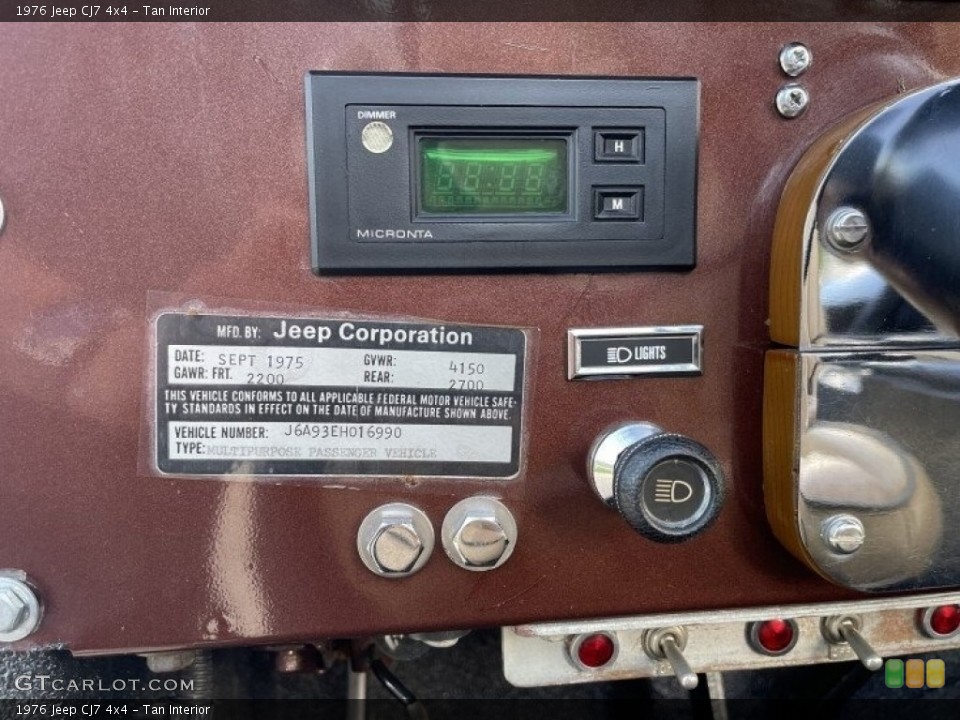 Tan Interior Controls for the 1976 Jeep CJ7 4x4 #142436352