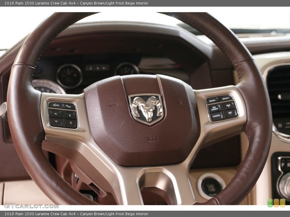 Canyon Brown/Light Frost Beige Interior Steering Wheel for the 2016 Ram 1500 Laramie Crew Cab 4x4 #142454124