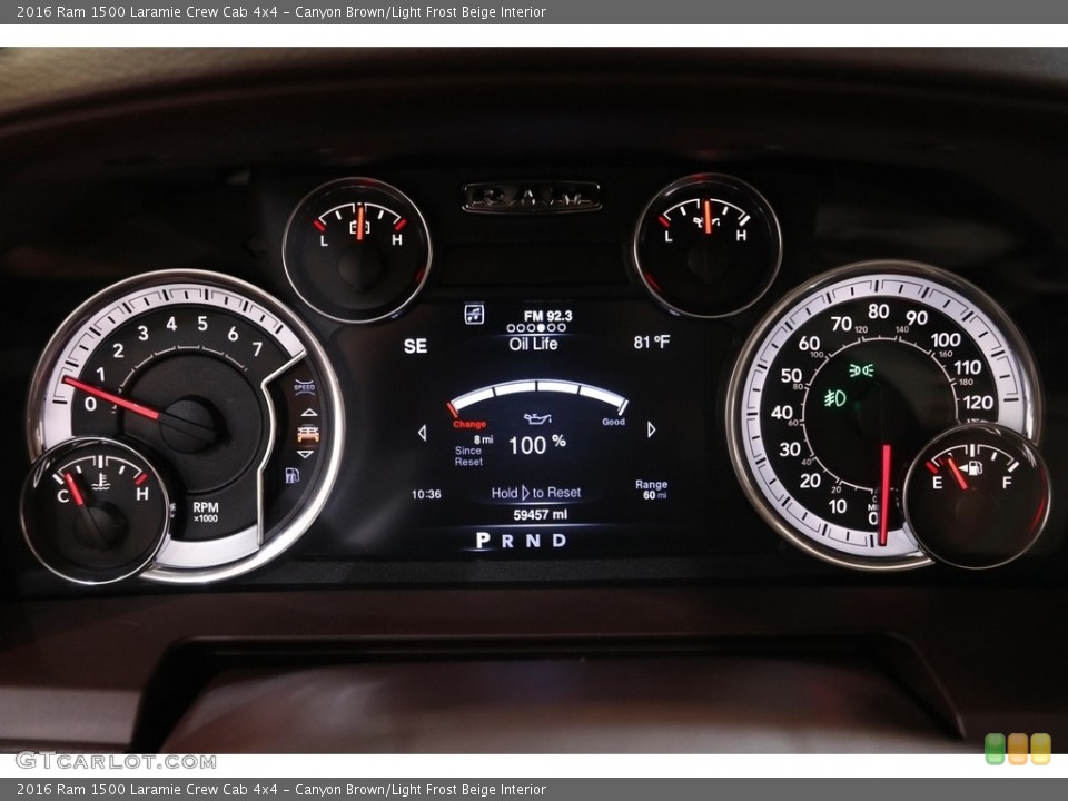 Canyon Brown/Light Frost Beige Interior Gauges for the 2016 Ram 1500 Laramie Crew Cab 4x4 #142454139