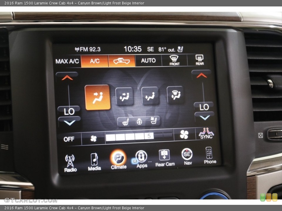 Canyon Brown/Light Frost Beige Interior Controls for the 2016 Ram 1500 Laramie Crew Cab 4x4 #142454190