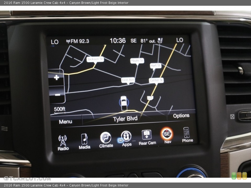 Canyon Brown/Light Frost Beige Interior Navigation for the 2016 Ram 1500 Laramie Crew Cab 4x4 #142454208