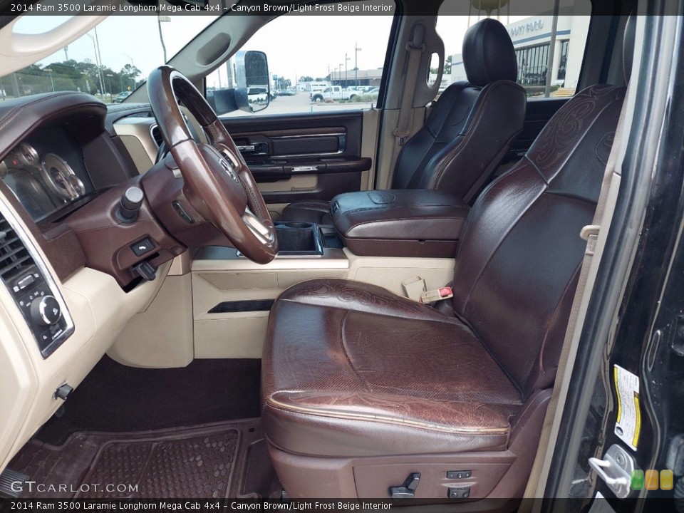 Canyon Brown/Light Frost Beige Interior Front Seat for the 2014 Ram 3500 Laramie Longhorn Mega Cab 4x4 #142454481
