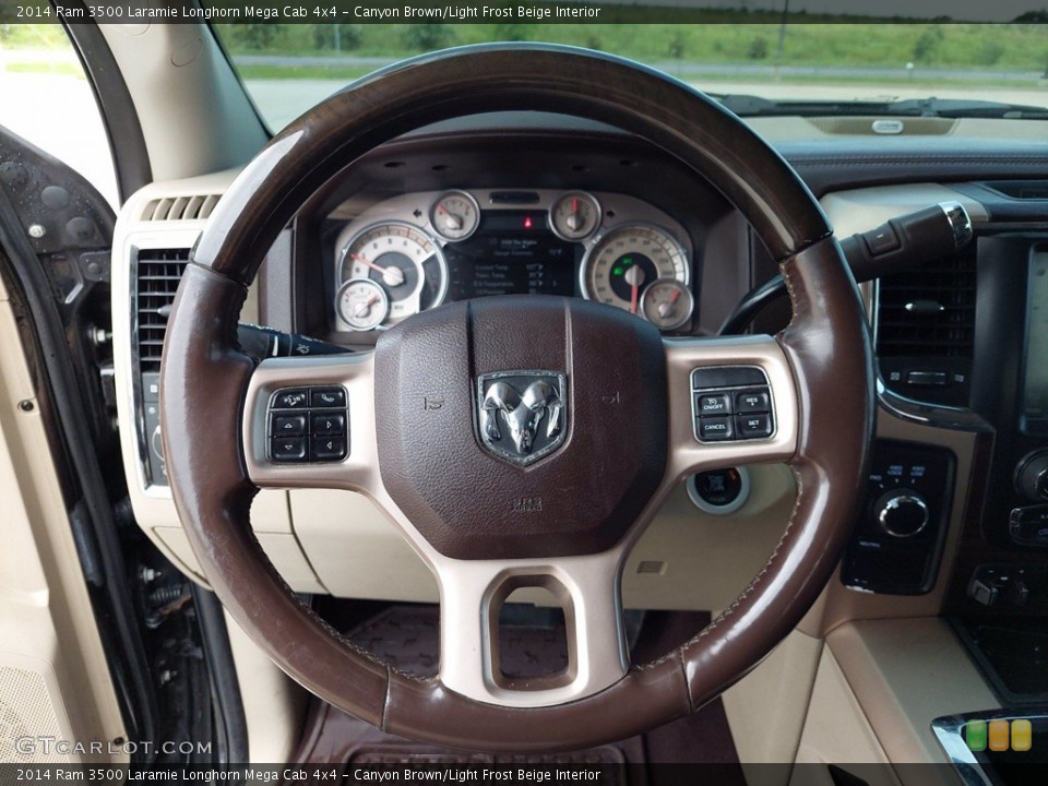 Canyon Brown/Light Frost Beige Interior Steering Wheel for the 2014 Ram 3500 Laramie Longhorn Mega Cab 4x4 #142454573