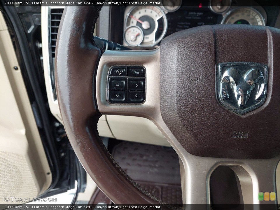 Canyon Brown/Light Frost Beige Interior Steering Wheel for the 2014 Ram 3500 Laramie Longhorn Mega Cab 4x4 #142454589