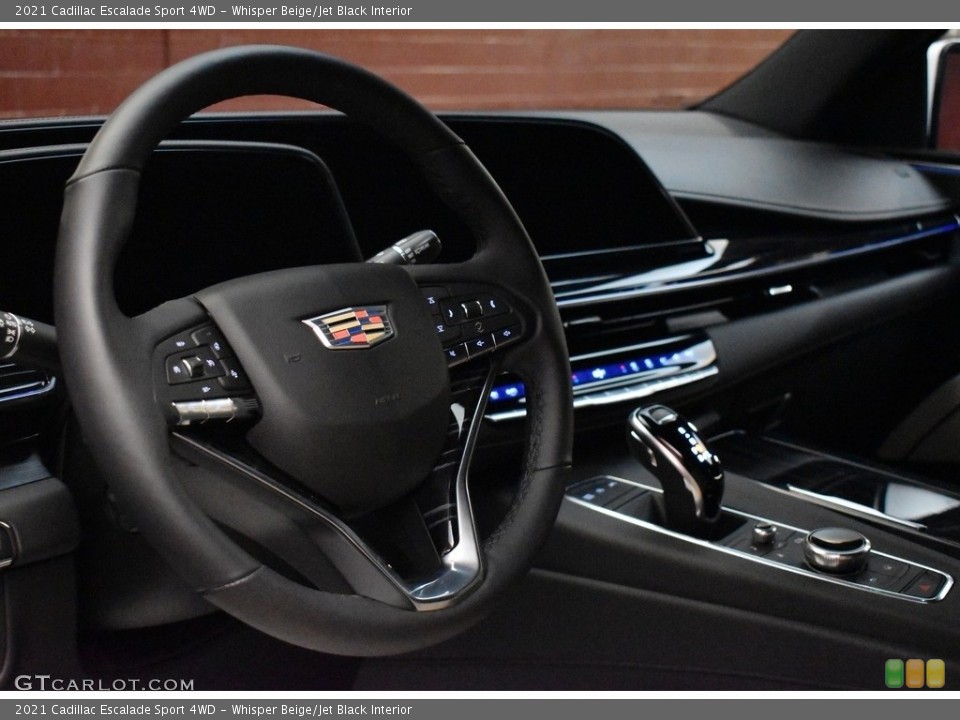 Whisper Beige/Jet Black Interior Steering Wheel for the 2021 Cadillac Escalade Sport 4WD #142456931