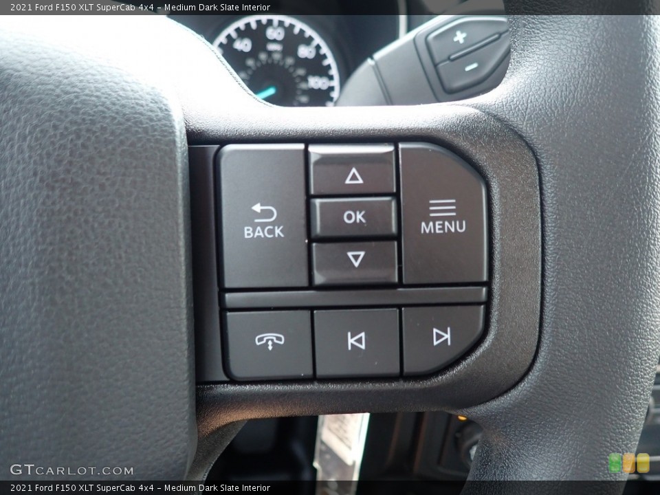 Medium Dark Slate Interior Steering Wheel for the 2021 Ford F150 XLT SuperCab 4x4 #142464599