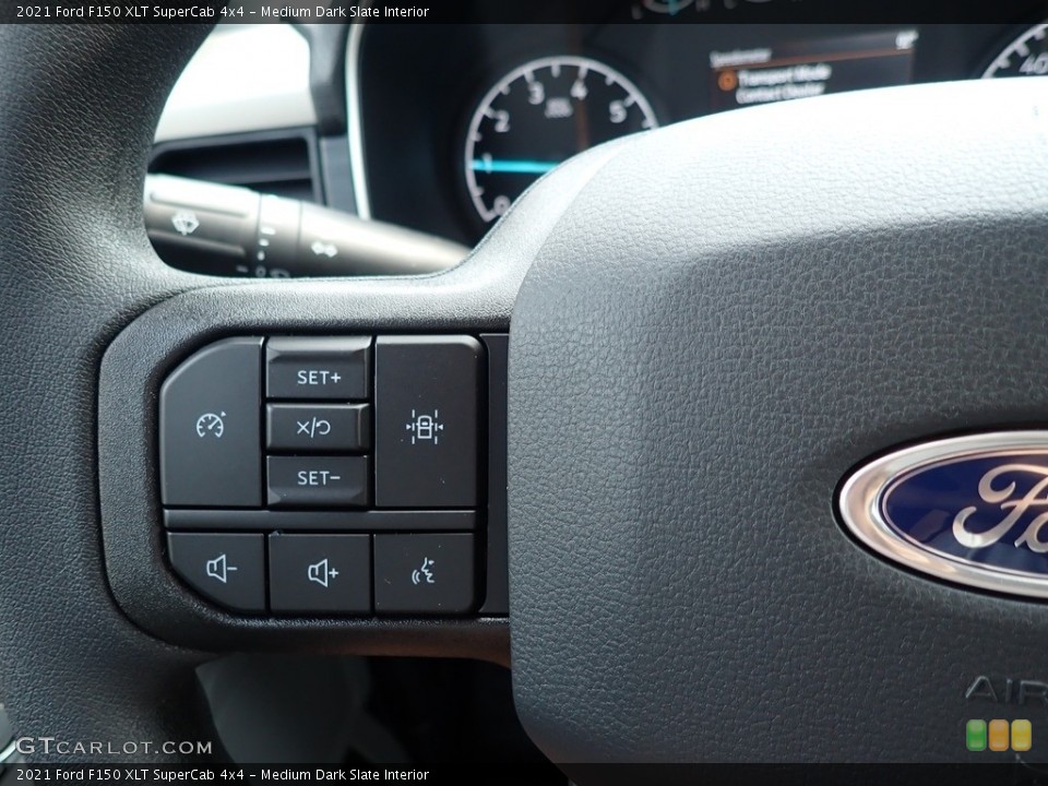 Medium Dark Slate Interior Steering Wheel for the 2021 Ford F150 XLT SuperCab 4x4 #142464623