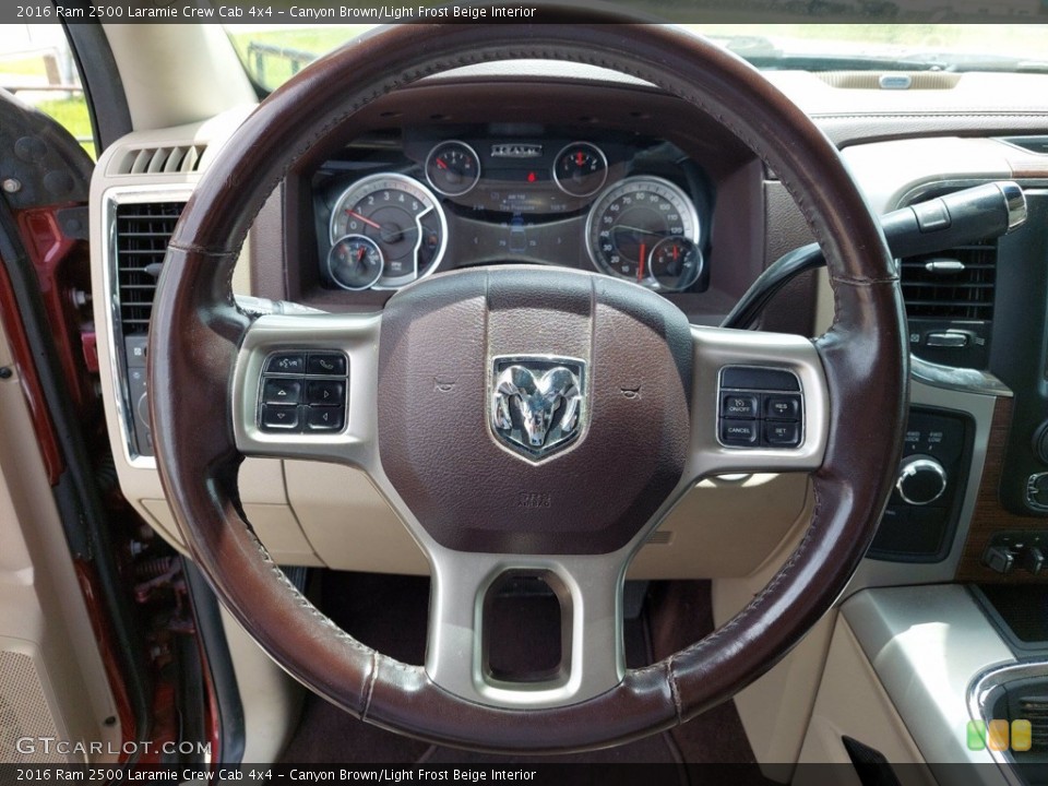 Canyon Brown/Light Frost Beige Interior Steering Wheel for the 2016 Ram 2500 Laramie Crew Cab 4x4 #142475763