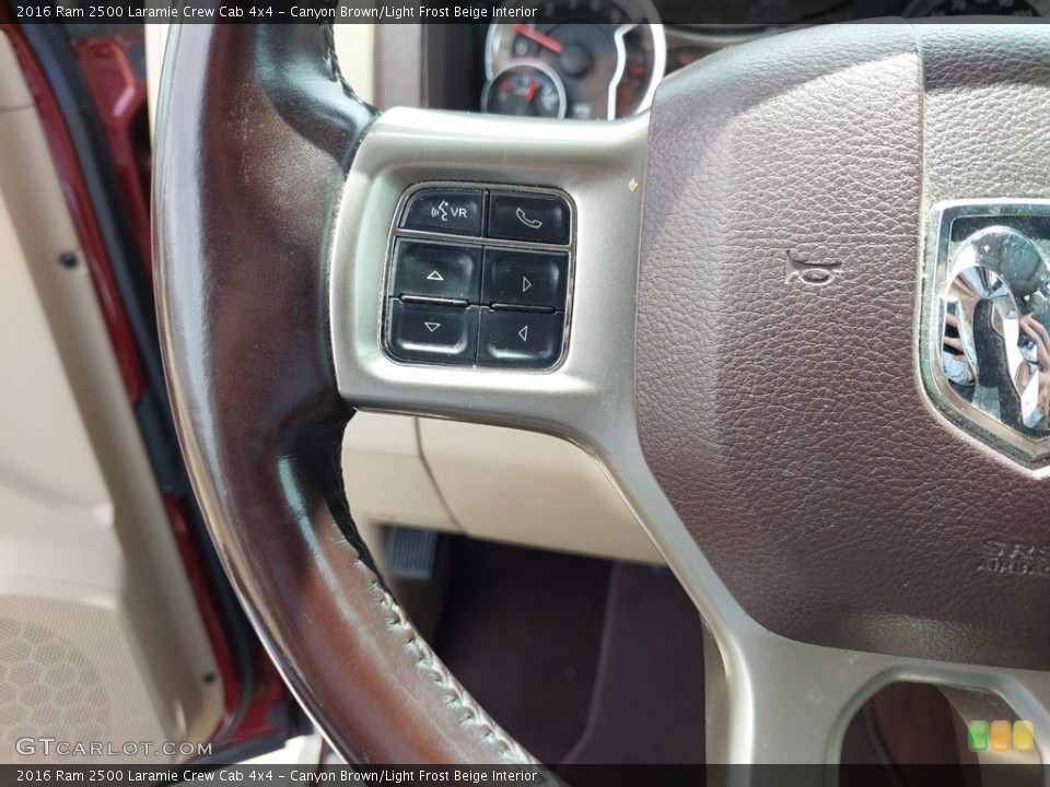 Canyon Brown/Light Frost Beige Interior Steering Wheel for the 2016 Ram 2500 Laramie Crew Cab 4x4 #142475790
