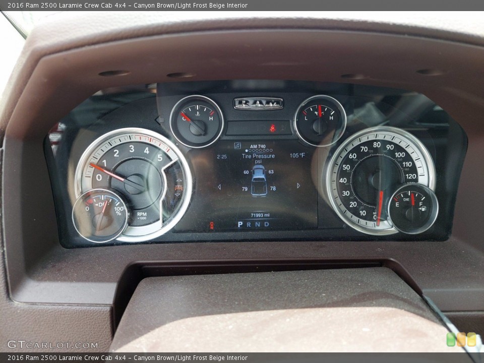 Canyon Brown/Light Frost Beige Interior Gauges for the 2016 Ram 2500 Laramie Crew Cab 4x4 #142475844