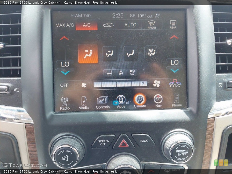 Canyon Brown/Light Frost Beige Interior Controls for the 2016 Ram 2500 Laramie Crew Cab 4x4 #142475898