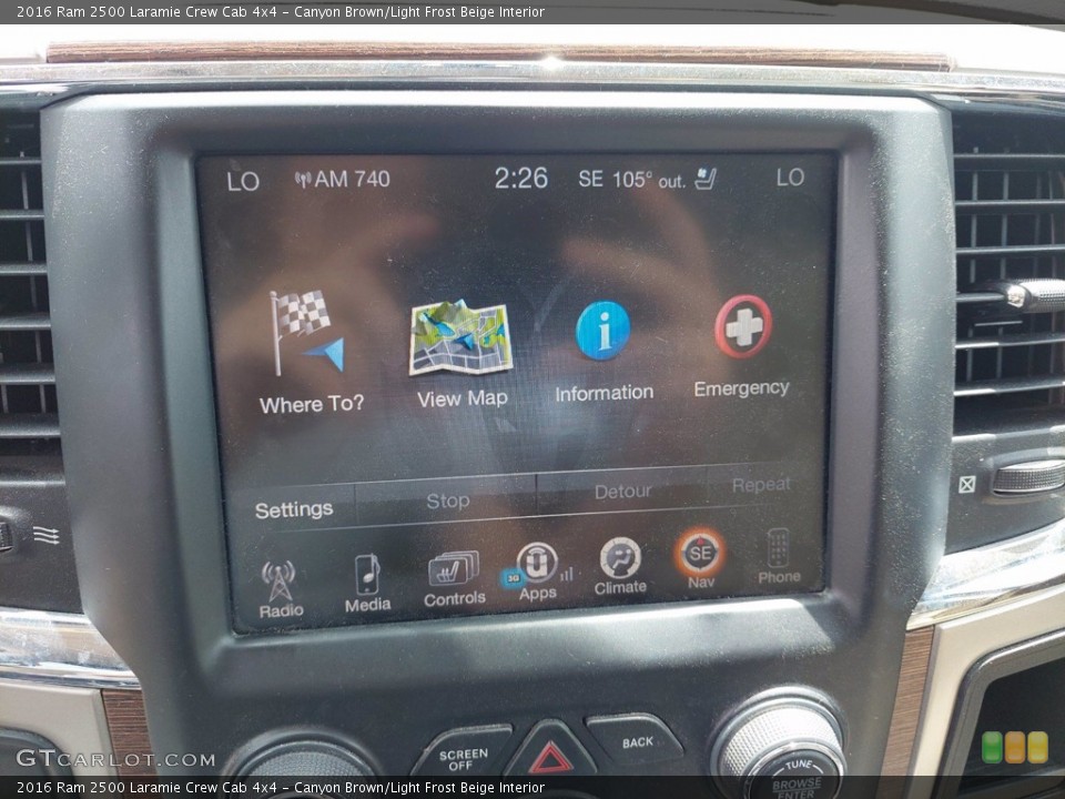 Canyon Brown/Light Frost Beige Interior Controls for the 2016 Ram 2500 Laramie Crew Cab 4x4 #142475958
