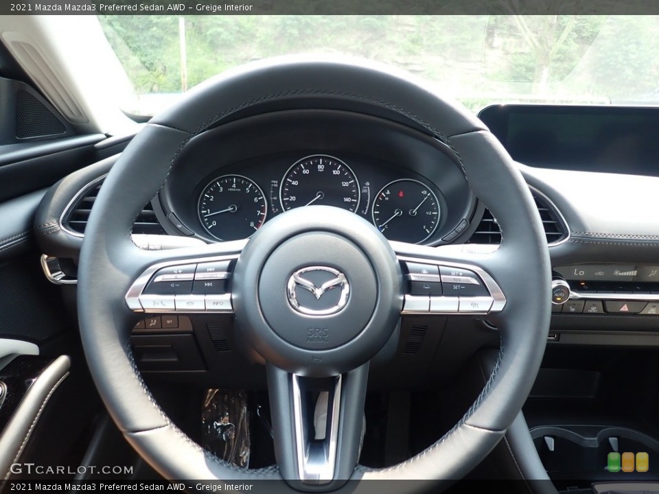 Greige Interior Steering Wheel for the 2021 Mazda Mazda3 Preferred Sedan AWD #142489596