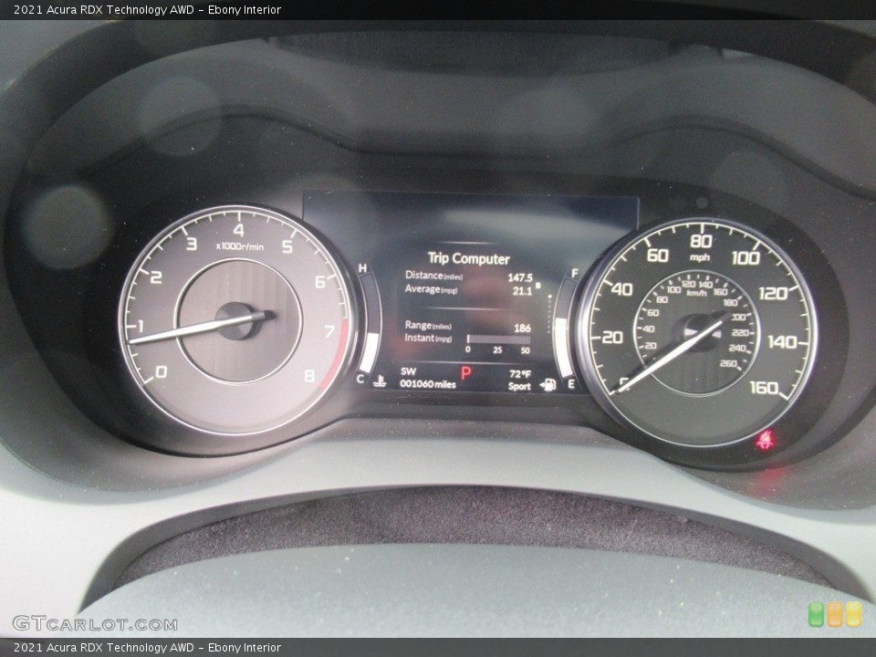 Ebony Interior Gauges for the 2021 Acura RDX Technology AWD #142502608