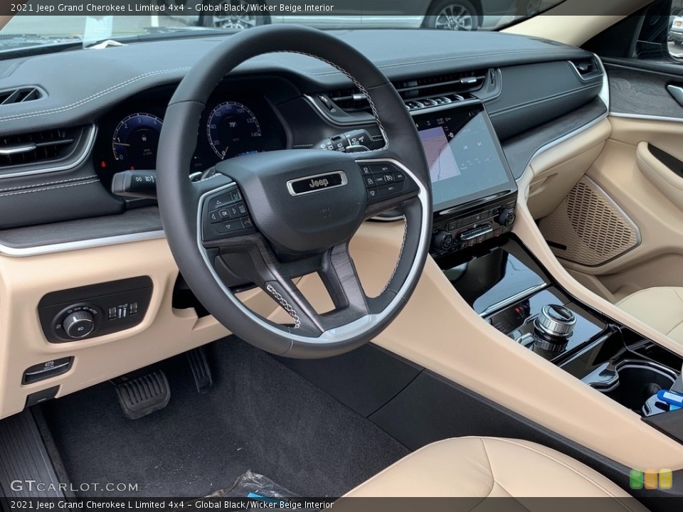 Global Black/Wicker Beige Interior Dashboard for the 2021 Jeep Grand Cherokee L Limited 4x4 #142509236