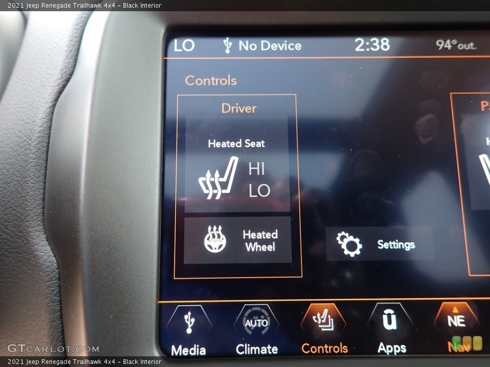 Black Interior Controls for the 2021 Jeep Renegade Trailhawk 4x4 #142510704