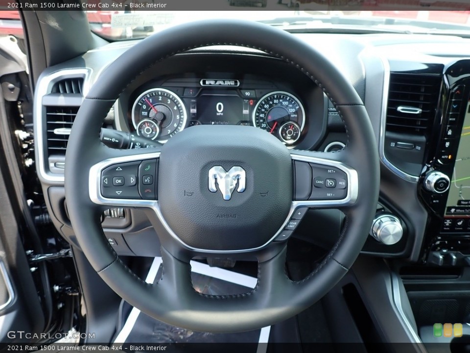 Black Interior Steering Wheel for the 2021 Ram 1500 Laramie Crew Cab 4x4 #142511759