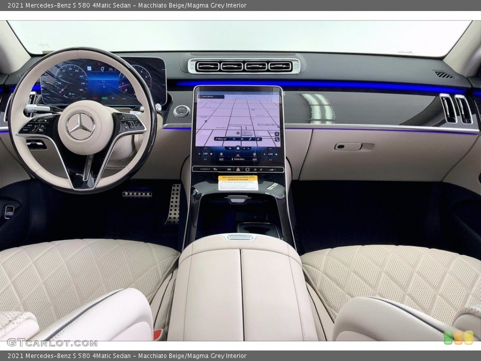 Macchiato Beige/Magma Grey Interior Dashboard for the 2021 Mercedes-Benz S 580 4Matic Sedan #142514140