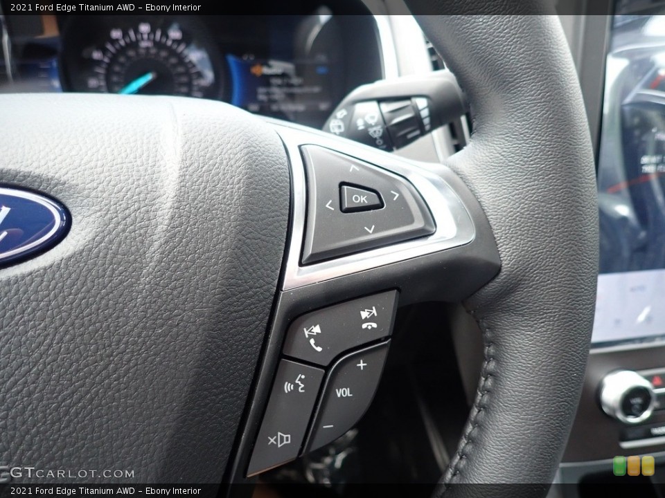Ebony Interior Steering Wheel for the 2021 Ford Edge Titanium AWD #142514317
