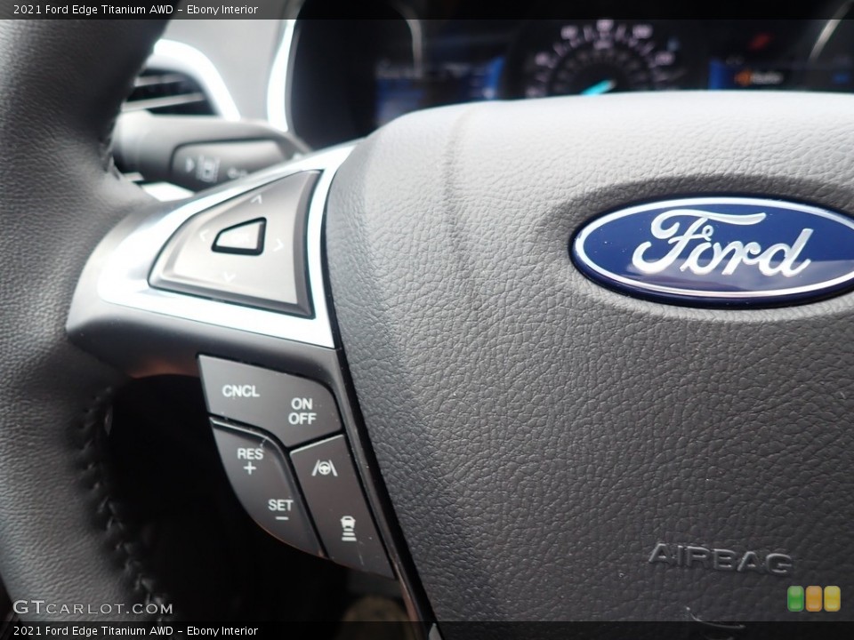 Ebony Interior Steering Wheel for the 2021 Ford Edge Titanium AWD #142514341