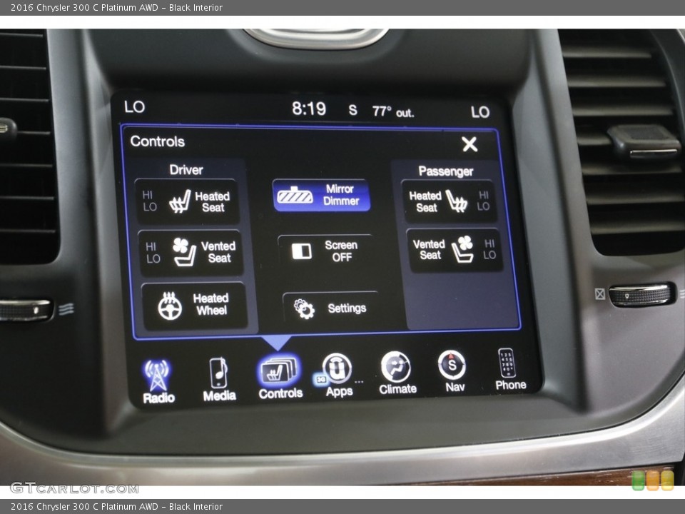 Black Interior Controls for the 2016 Chrysler 300 C Platinum AWD #142538615