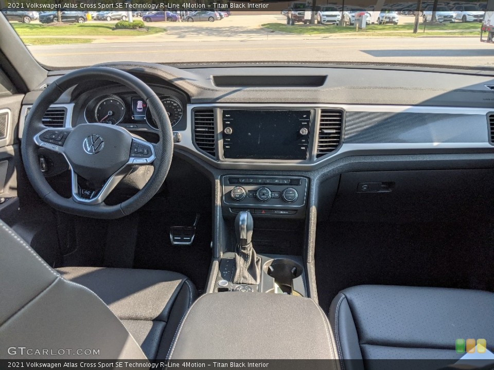 Titan Black Interior Dashboard for the 2021 Volkswagen Atlas Cross Sport SE Technology R-Line 4Motion #142539546