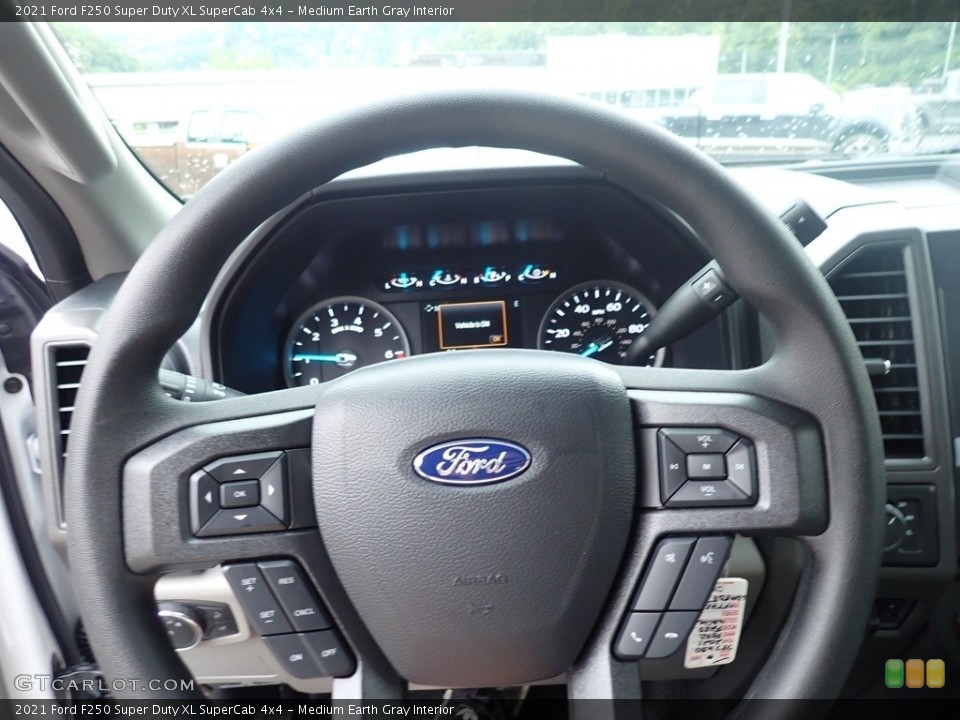 Medium Earth Gray Interior Steering Wheel for the 2021 Ford F250 Super Duty XL SuperCab 4x4 #142570516