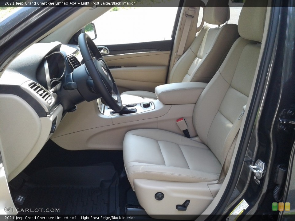 Light Frost Beige/Black Interior Front Seat for the 2021 Jeep Grand Cherokee Limited 4x4 #142570692