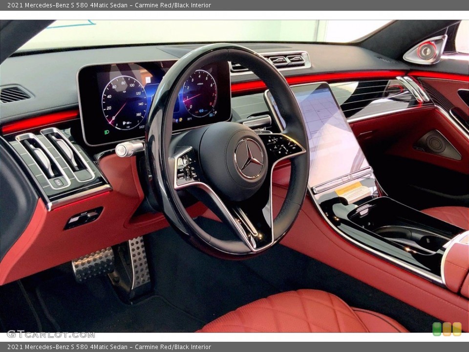 Carmine Red/Black Interior Controls for the 2021 Mercedes-Benz S 580 4Matic Sedan #142577151