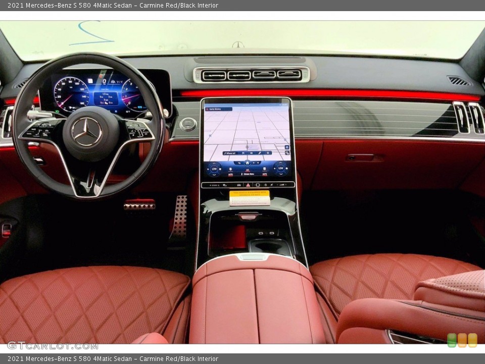 Carmine Red/Black Interior Dashboard for the 2021 Mercedes-Benz S 580 4Matic Sedan #142577190