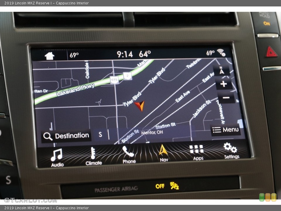 Cappuccino Interior Navigation for the 2019 Lincoln MKZ Reserve I #142599416