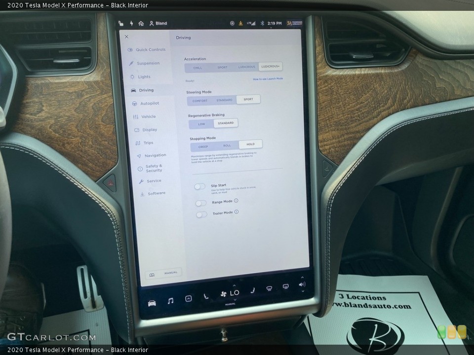 Black Interior Controls for the 2020 Tesla Model X Performance #142628948