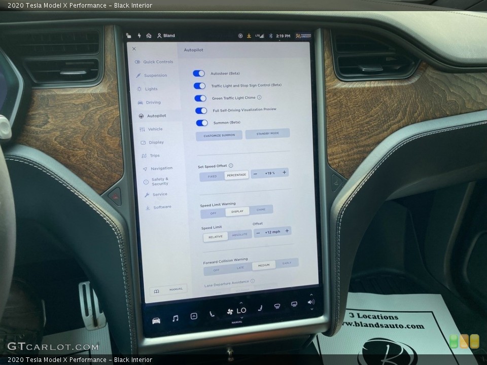 Black Interior Controls for the 2020 Tesla Model X Performance #142628969