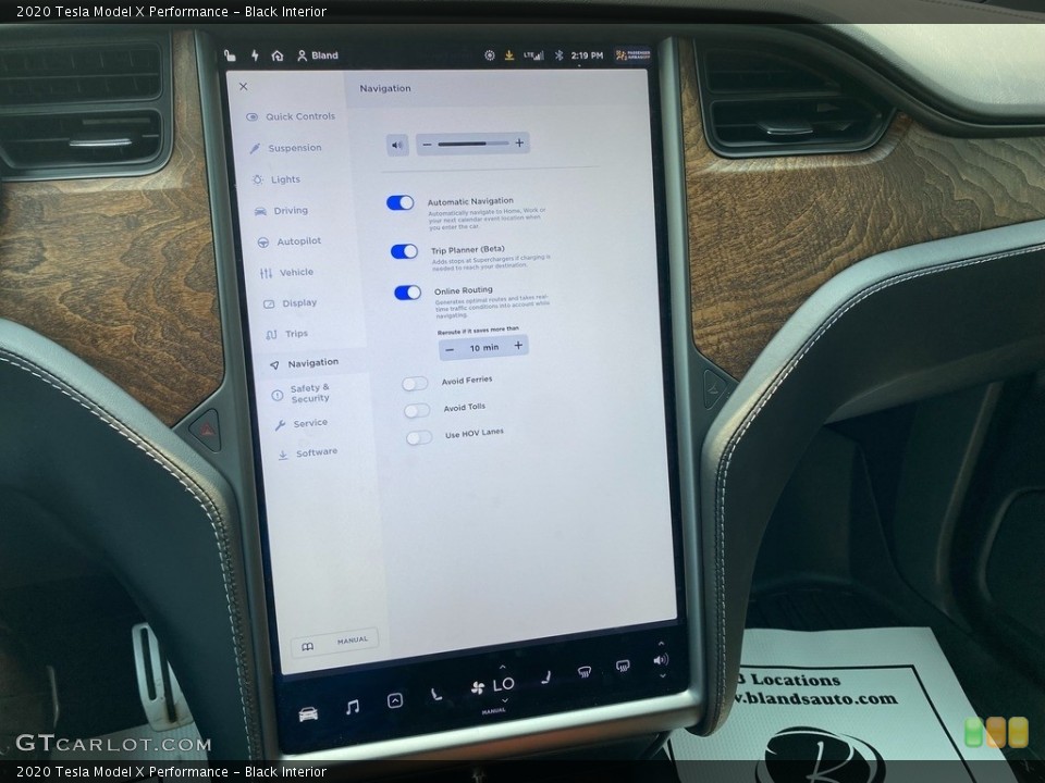 Black Interior Controls for the 2020 Tesla Model X Performance #142629044