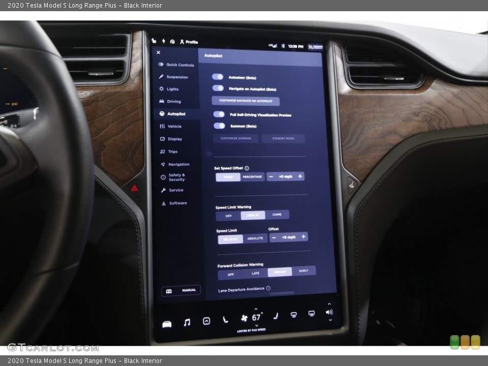 Black Interior Controls for the 2020 Tesla Model S Long Range Plus #142632815