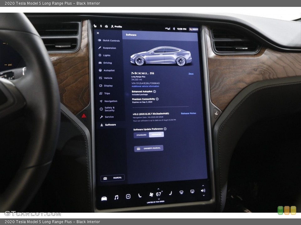 Black Interior Controls for the 2020 Tesla Model S Long Range Plus #142632818