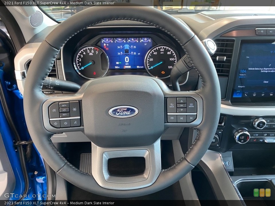 Medium Dark Slate Interior Steering Wheel for the 2021 Ford F150 XLT SuperCrew 4x4 #142634927
