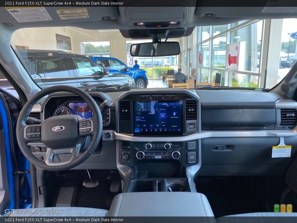Medium Dark Slate Interior Dashboard for the 2021 Ford F150 XLT SuperCrew 4x4 #142634945