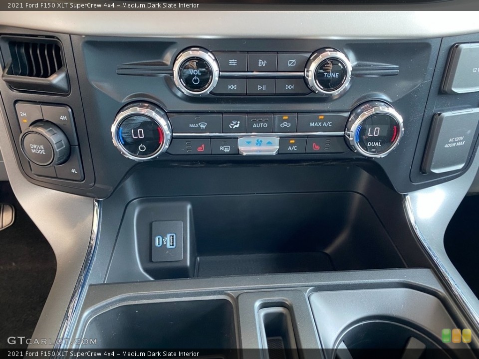 Medium Dark Slate Interior Controls for the 2021 Ford F150 XLT SuperCrew 4x4 #142634963