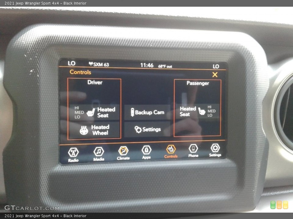 Black Interior Controls for the 2021 Jeep Wrangler Sport 4x4 #142638428