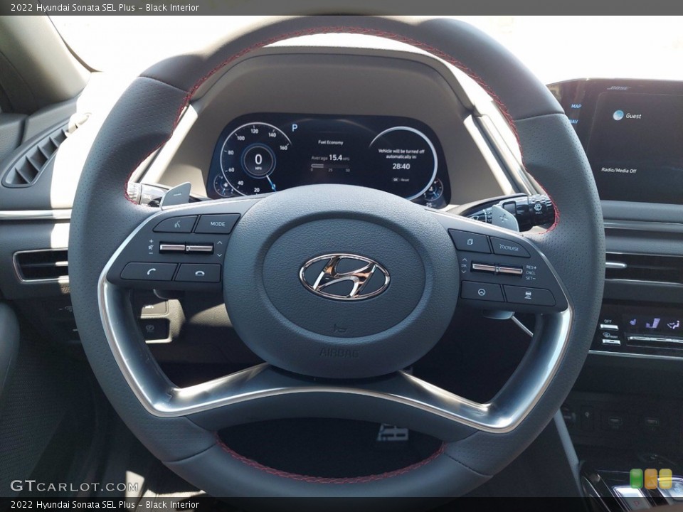 Black Interior Steering Wheel for the 2022 Hyundai Sonata SEL Plus #142657538
