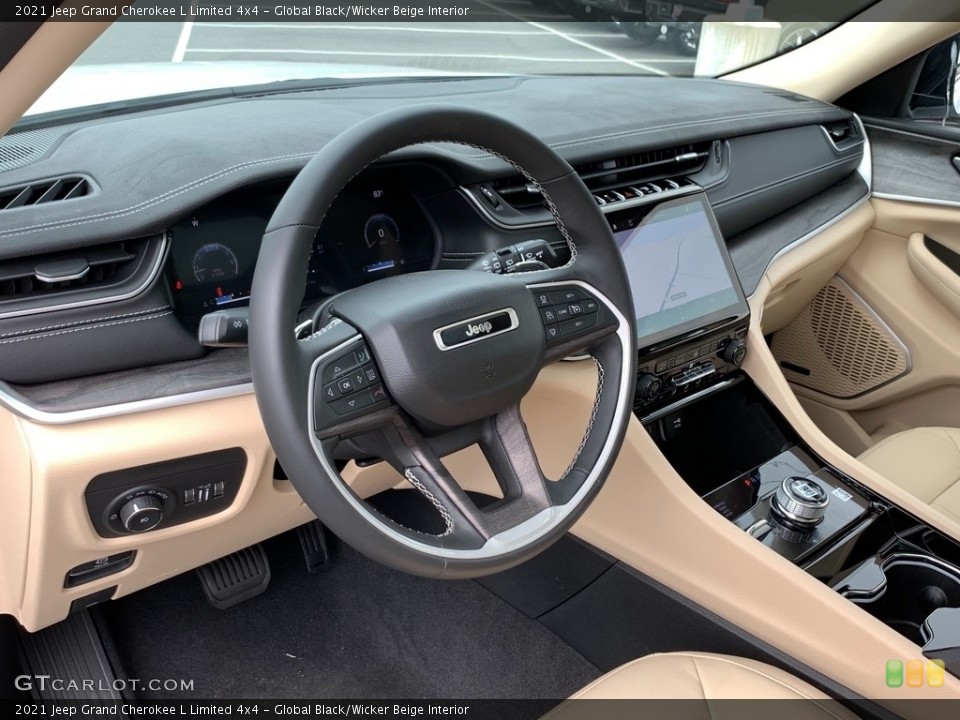 Global Black/Wicker Beige Interior Dashboard for the 2021 Jeep Grand Cherokee L Limited 4x4 #142681114
