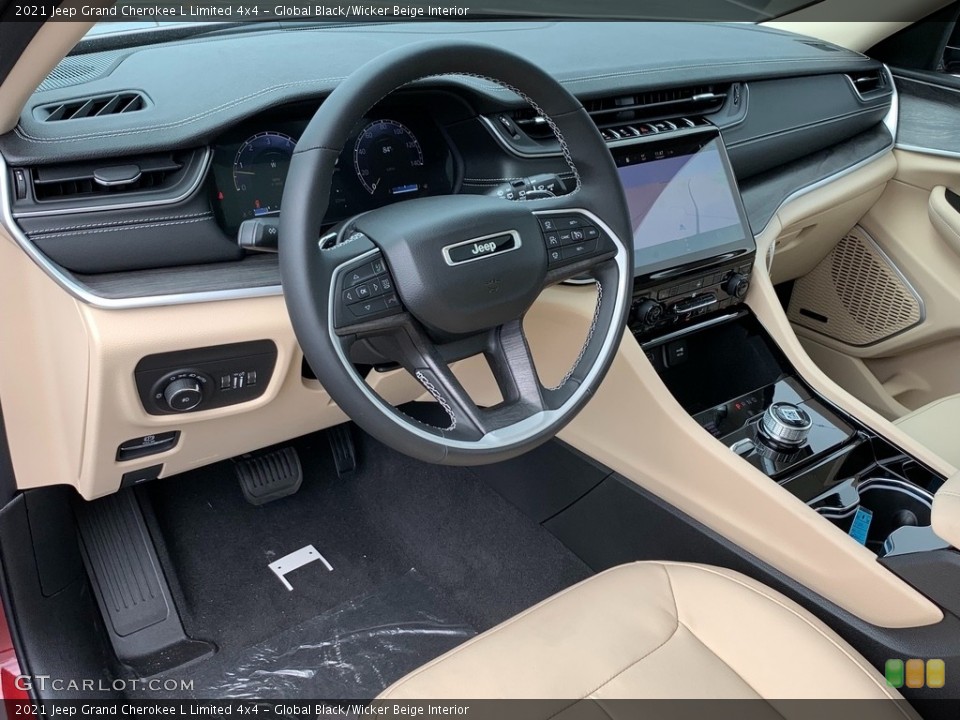 Global Black/Wicker Beige Interior Front Seat for the 2021 Jeep Grand Cherokee L Limited 4x4 #142684534